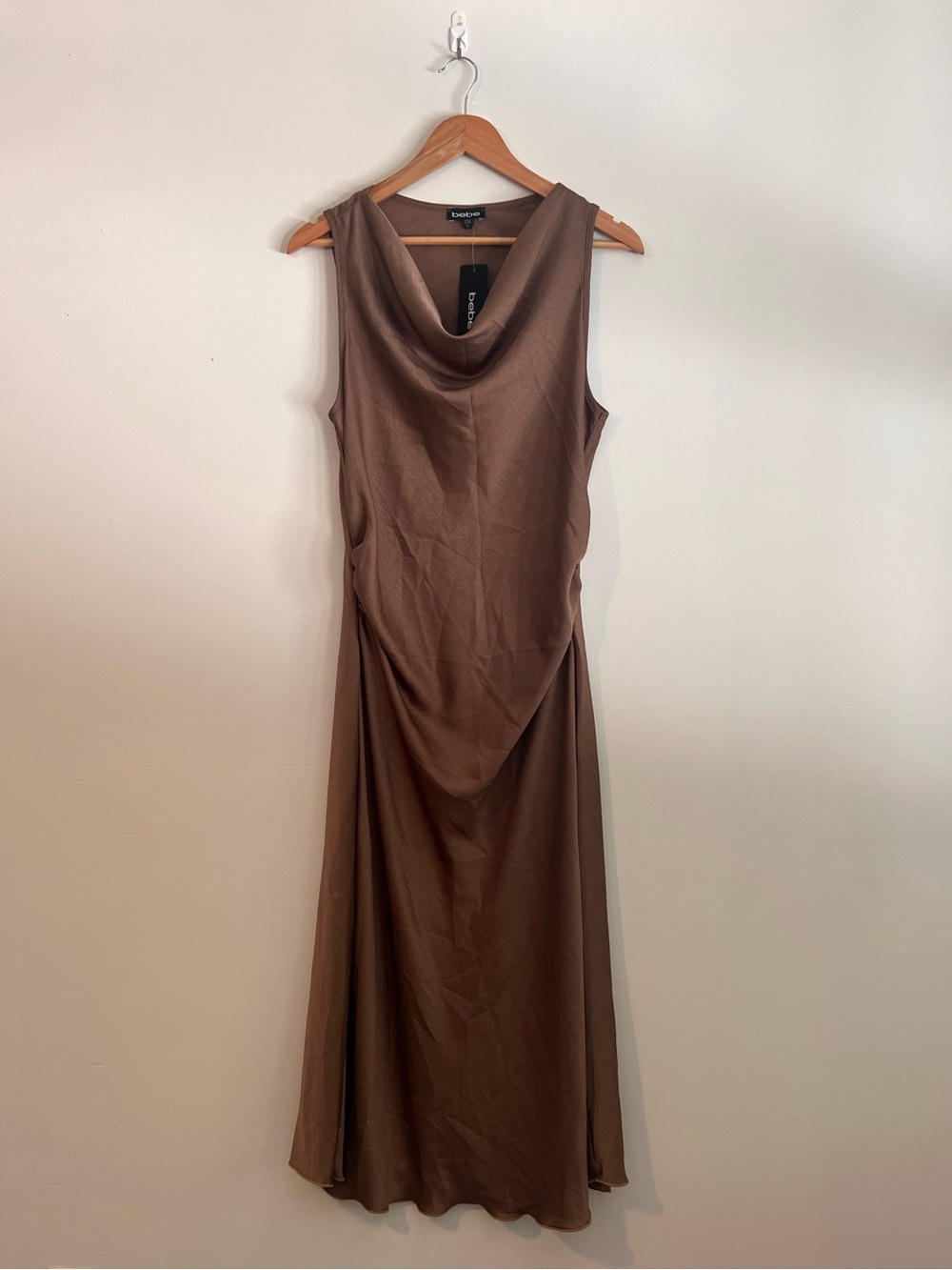 NWT bebe Brown Cowl Neck Maxi Dress
